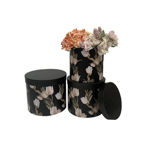 Black Flower Style Box SET OF 3